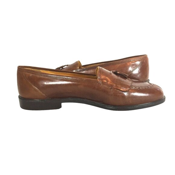 Handmade Italian Mens Brown Leather Loafers Tassel 15EEE DiMitri - Picture 5 of 14